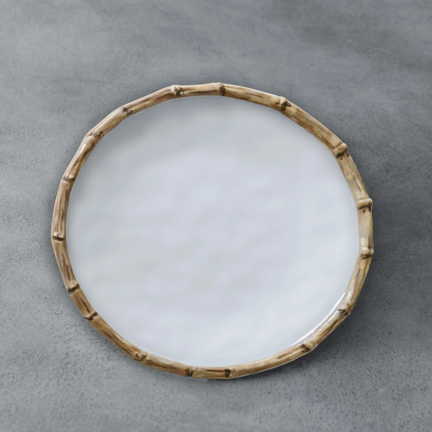 VIDA Bamboo 9" Salad Plate Set of 4 (White and Natural)