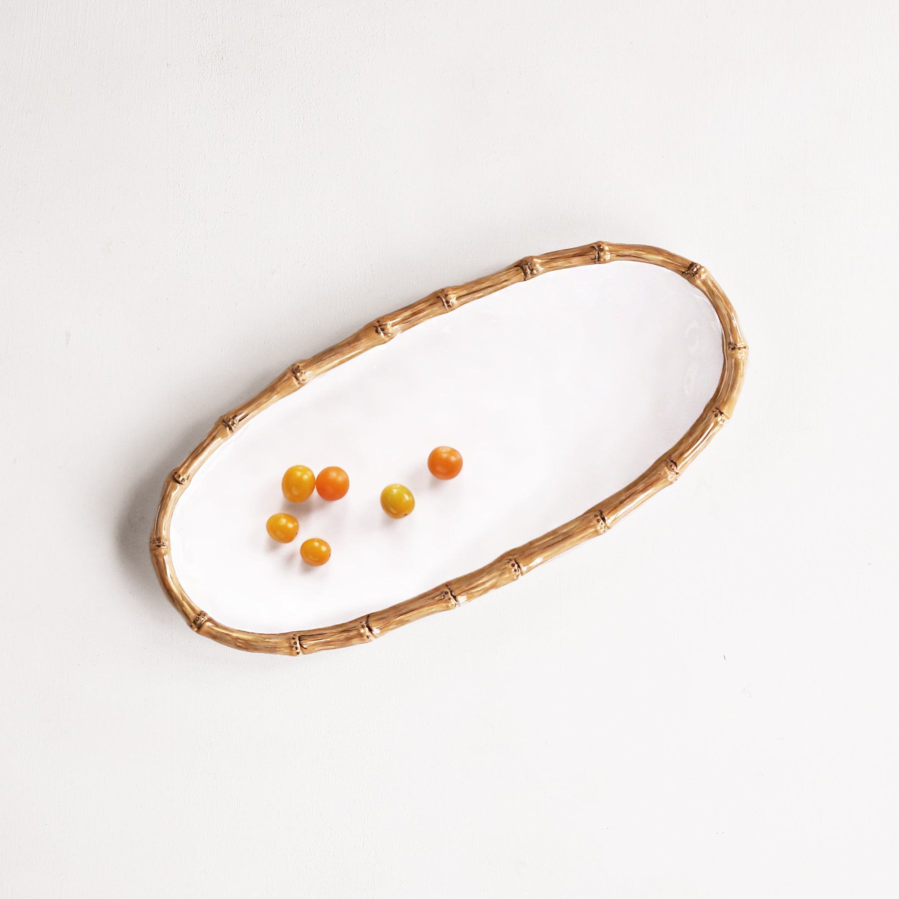 VIDA Bamboo Medium Oval Platter (White and Natural)