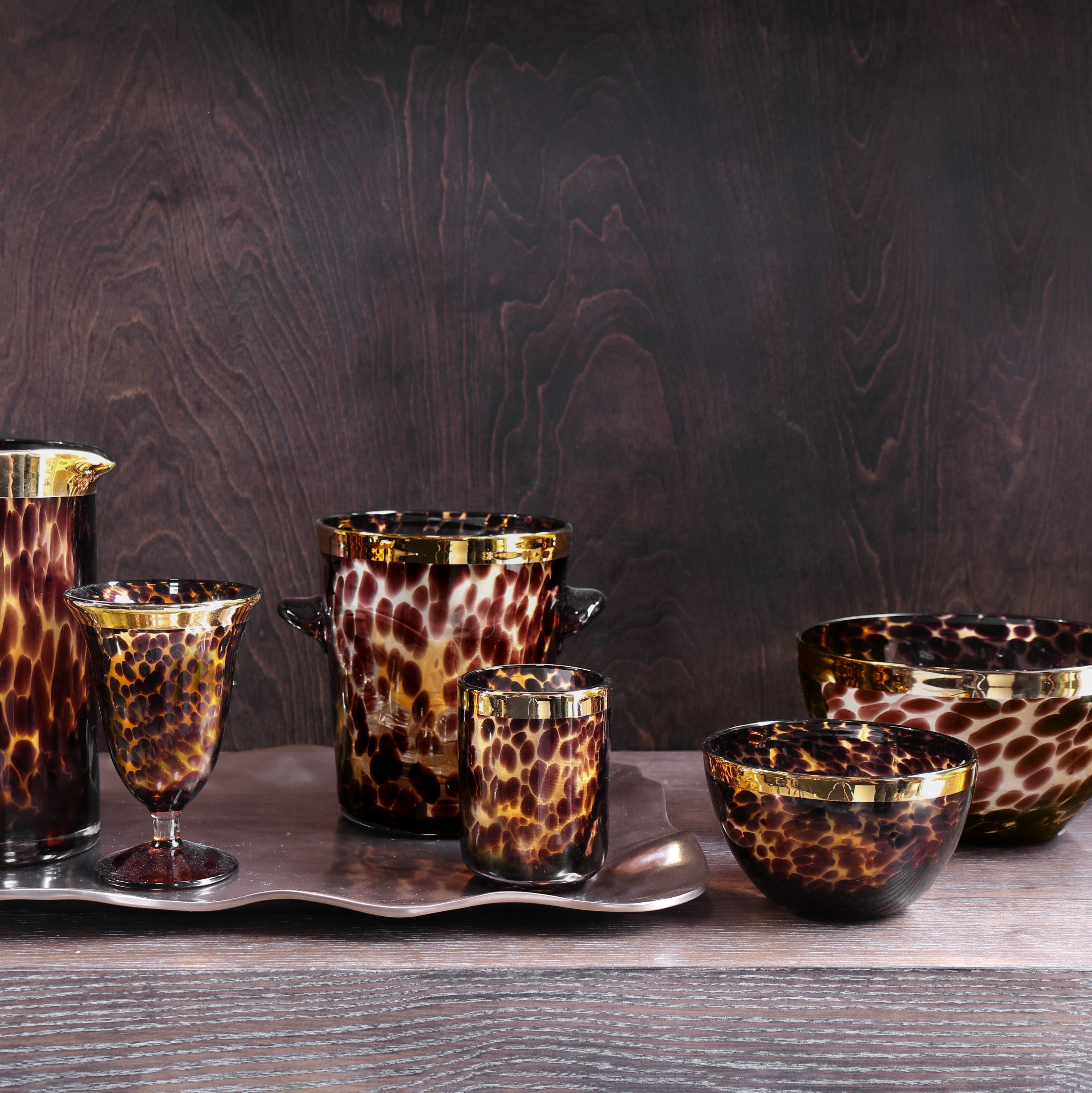 GLASS Tortoise and Gold 8" Bowl