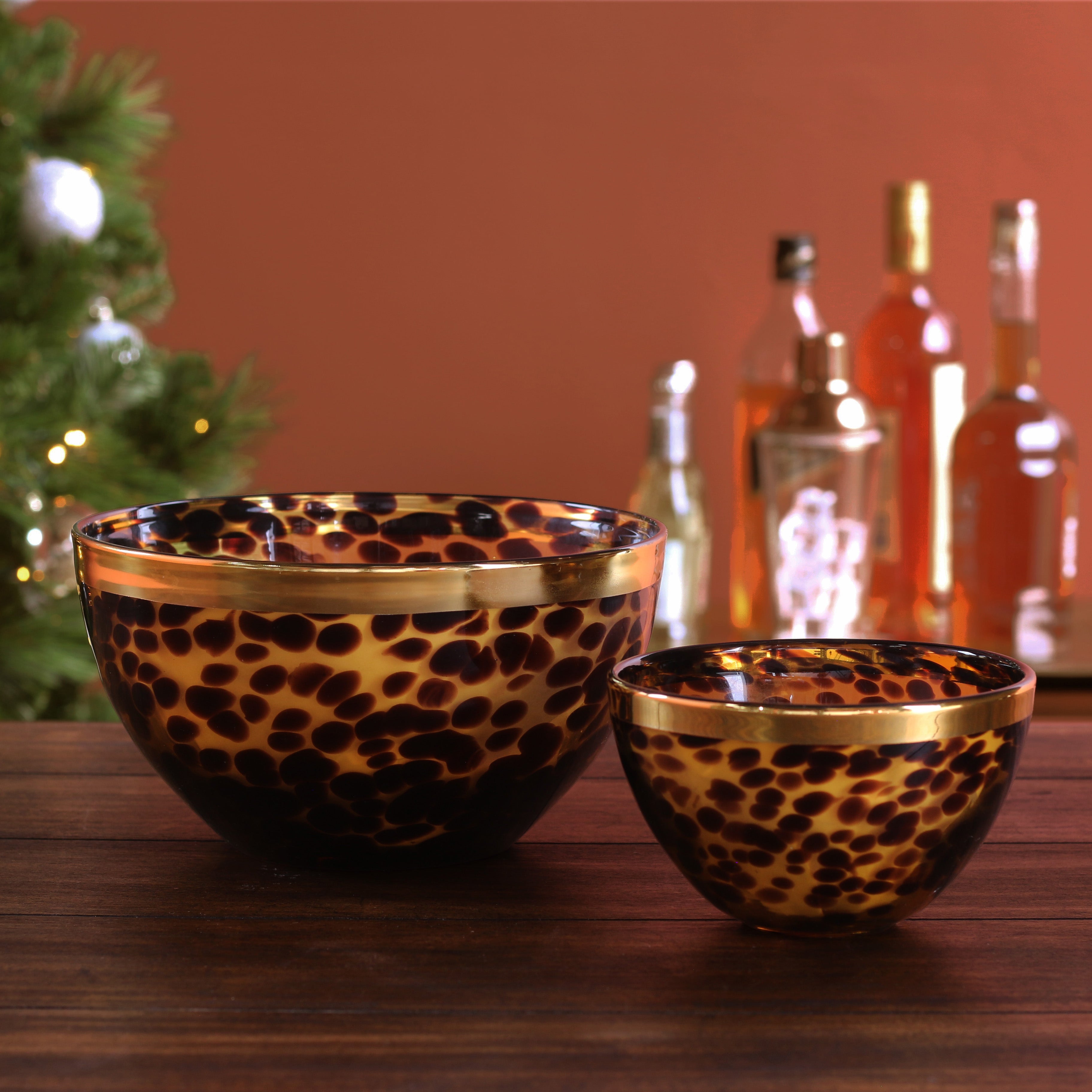 GLASS Tortoise and Gold 8" Bowl