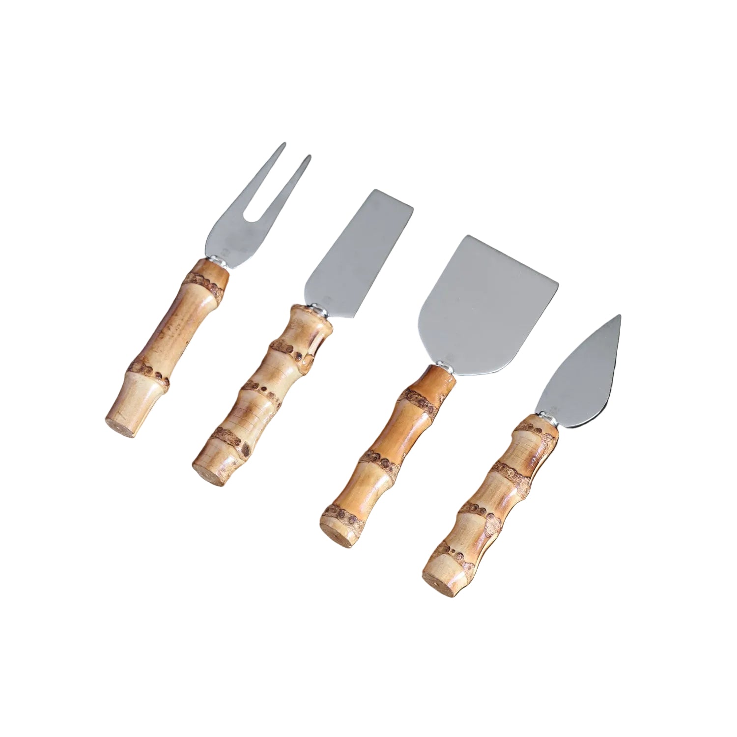 VIDA Bamboo Stainless Cheese Set of 4 (Silver and Natural)