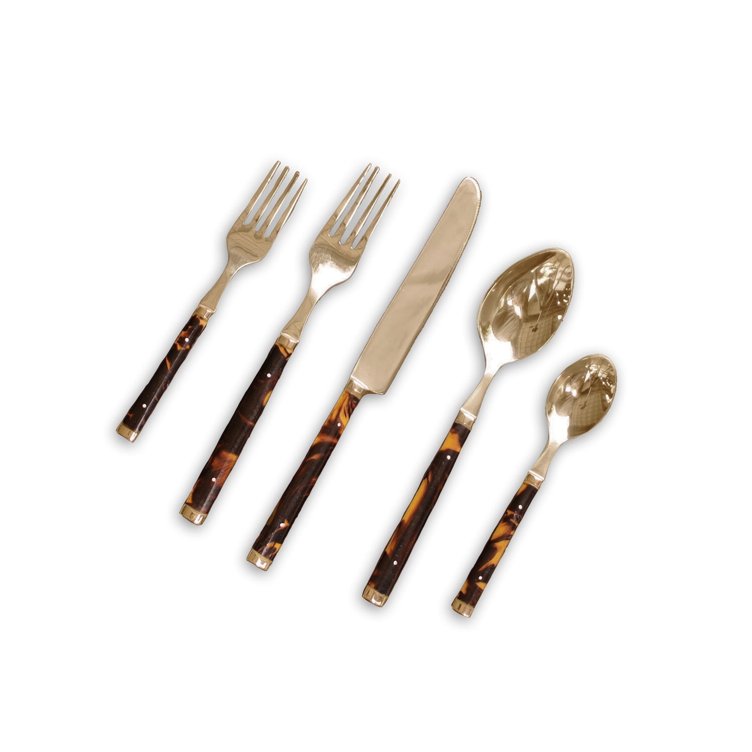 VIDA Tortoise and Stainless Flatware Set of 5