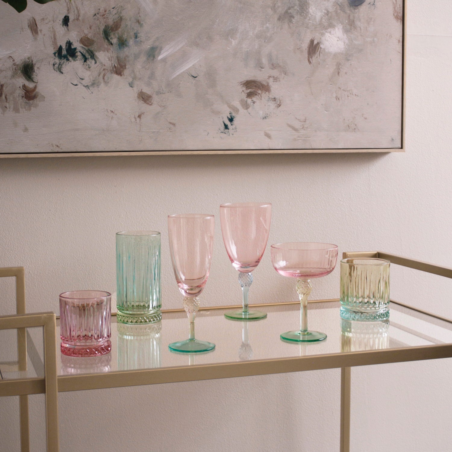 GLASS Aquarelle Double Old Fashioned Set of 4 (Multi)