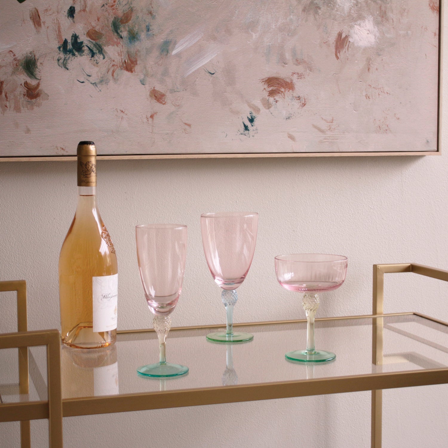 GLASS Aquarelle Wine (or All Purpose) Glass Set of 4 (Multi)