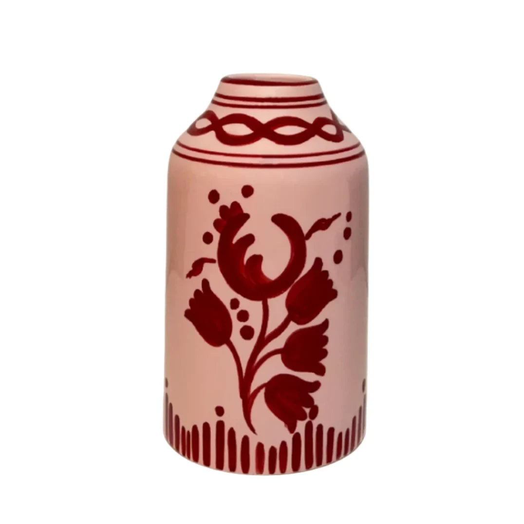 Genie In A Bottle Rose and Burgundy Handpainted Vase