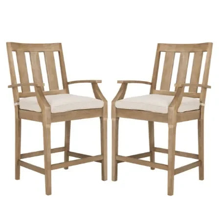 San Salvador Wood Counter Stool in Natural and White (Set of 2) - The Mayfair Hall