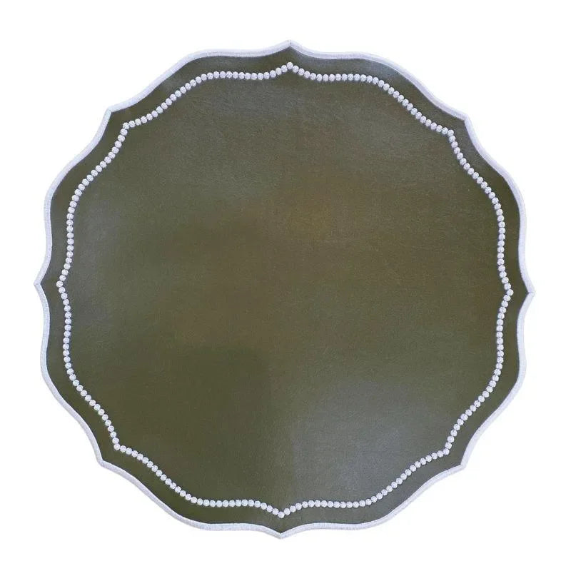 Sloane Placemat with Dotted Border in Dark Olive (Set of 4) - The Mayfair Hall