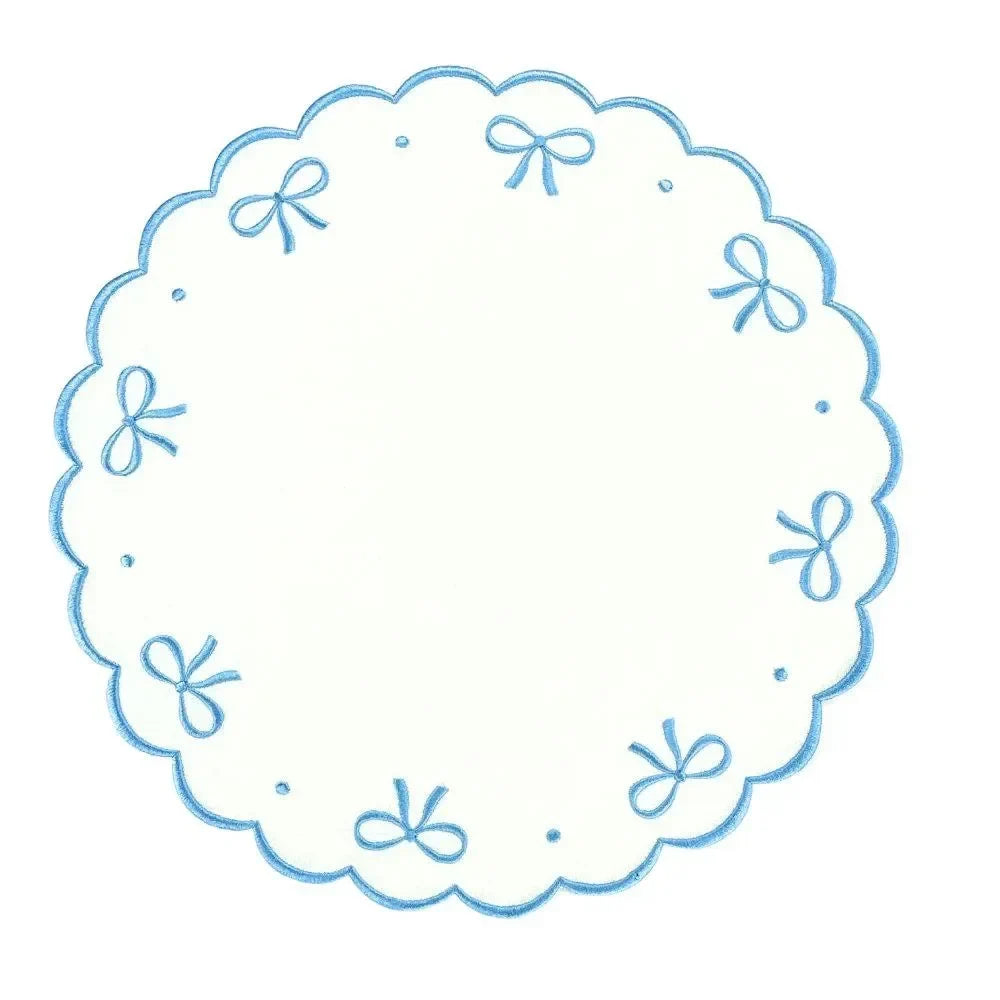 Studio Collection Juliet Bows Linen Placemats in White and Blue (Set of 4) - The Mayfair Hall