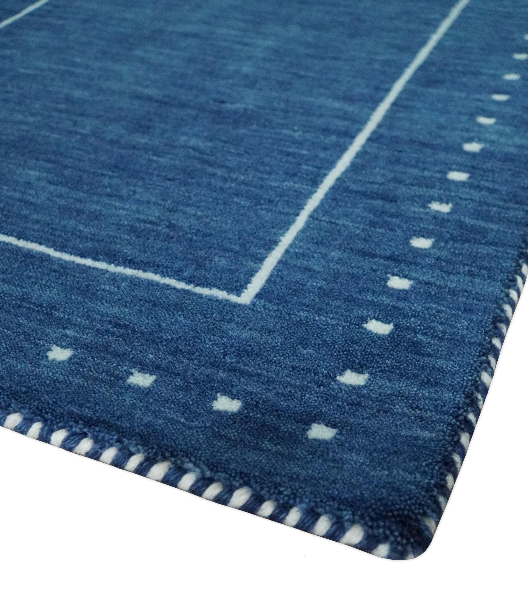 2x3, 8x10, 9x12, 10x14 and 12x15 Blue Hand Spun Wool Hand Loomed Southwestern Gabbeh Rug | QT24 - The Rug Decor