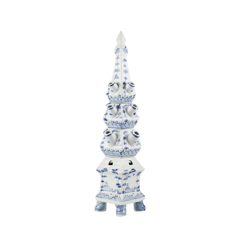 Pale Blue Village Scene Tulipiere - The Mayfair Hall