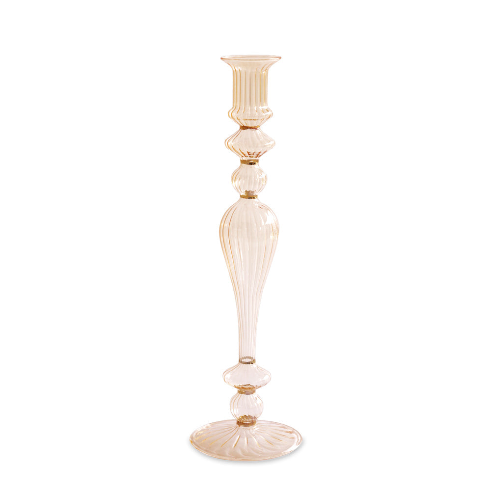 GLASS Cambridge Josephine 13.5" Candlestick Holder Set of 2 (Champagne and Gold)