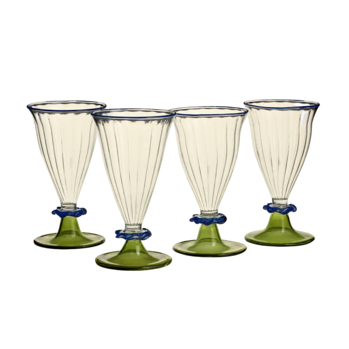 Palace Walk Hand-Blown Wine Glasses in Green by Anut — Set of 4