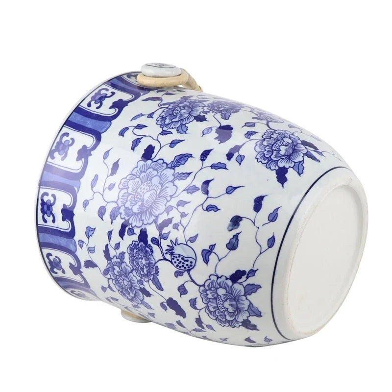 Blue & White Peony Blossom Ice Bucket - The Mayfair Hall