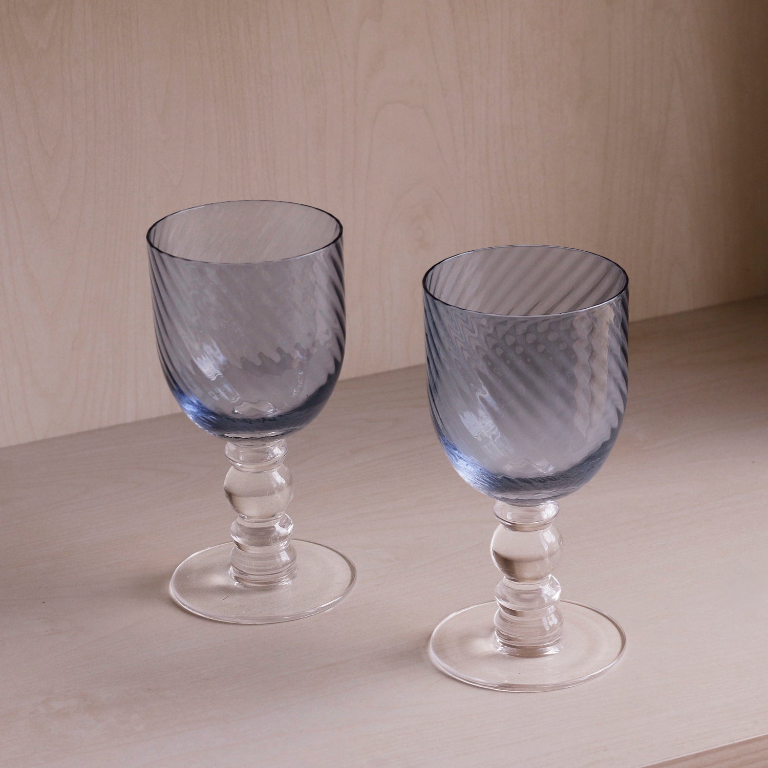 GLASS French Swirl Wine Set of 4 (Blue)