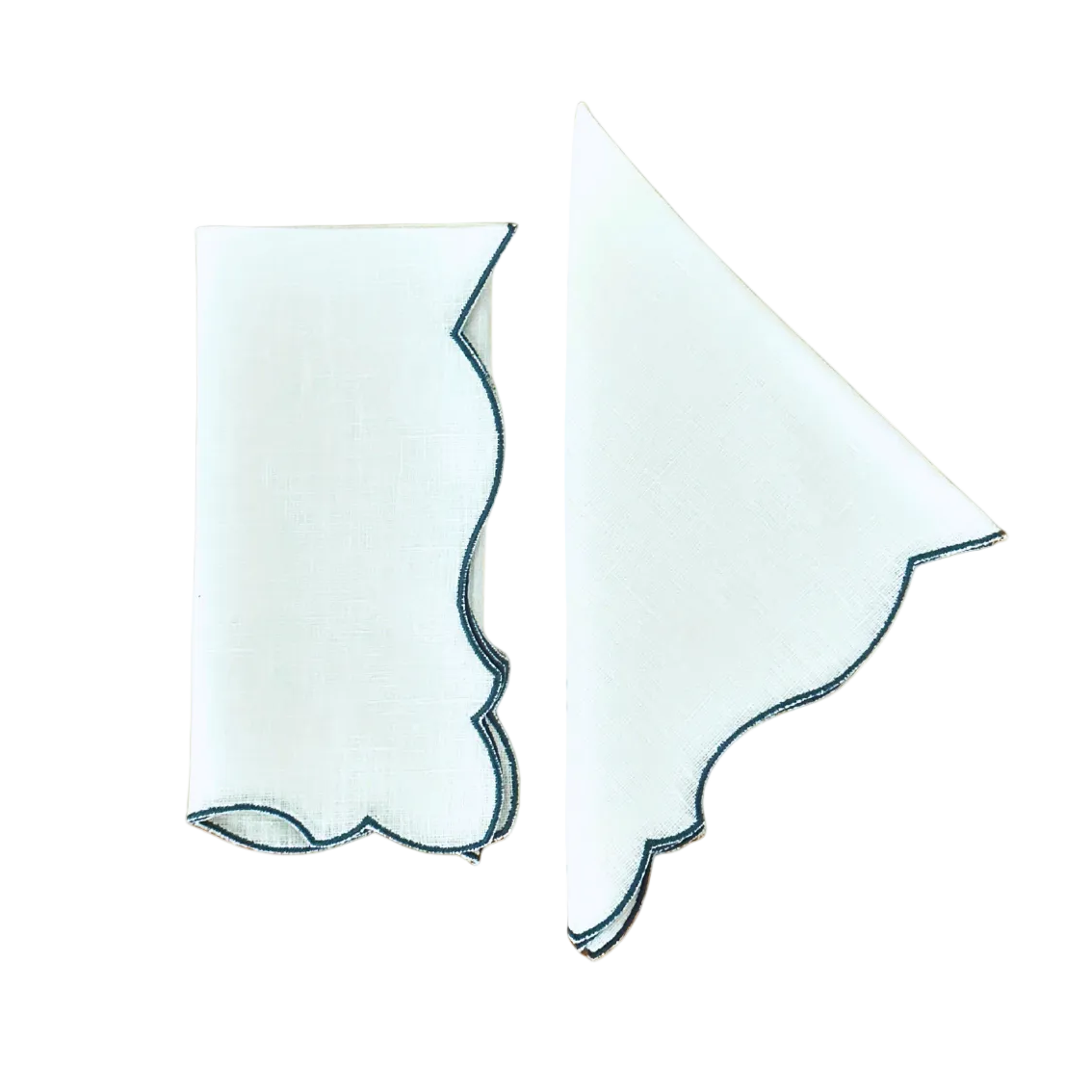 Angelina Linen Napkins, White / Blue Mirage