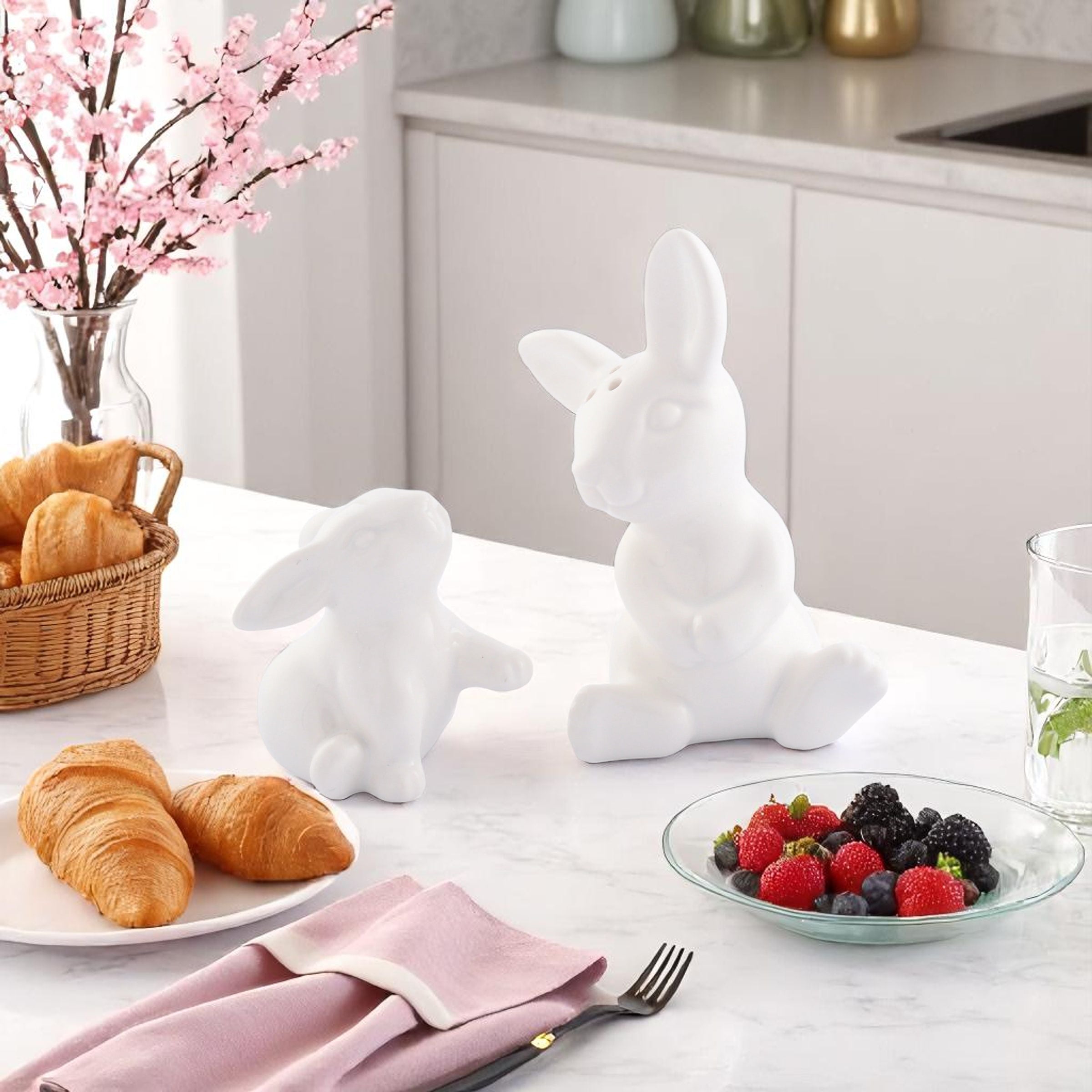 Porcelain Mother and Son Bunny Salt and Pepper