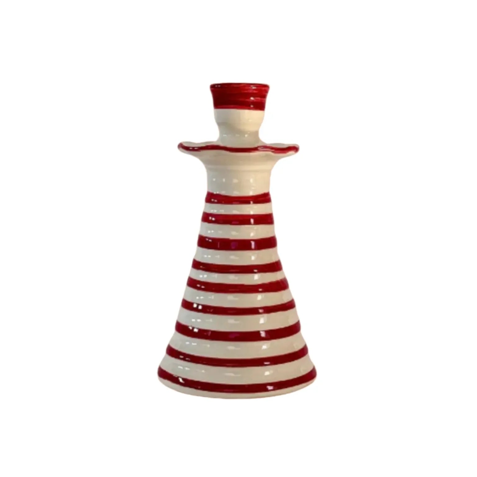 Ruffle Candleholder, Crimson Stripe - The Mayfair Hall