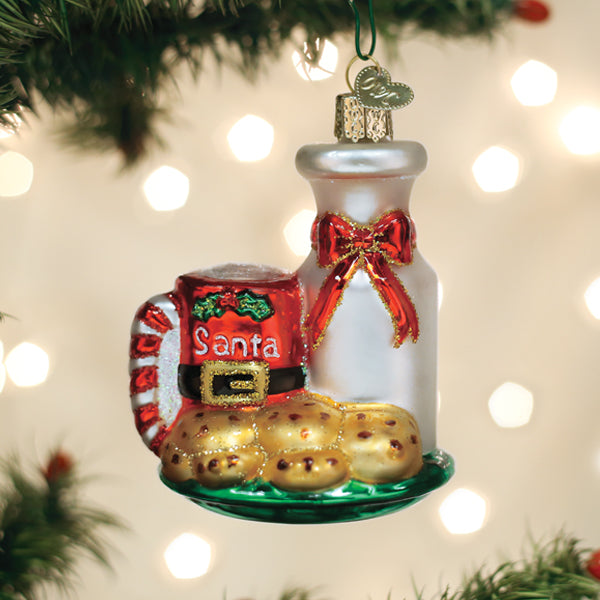 Santa’s Milk & Cookies Blown Glass Christmas Ornament by Old World Christmas