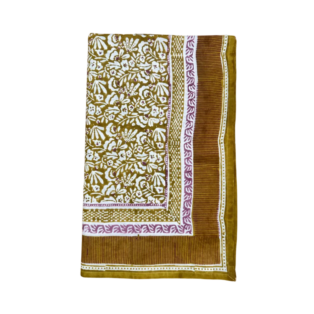 Lotus Garden Cotton Tablecloth in Olive by Bonheur du Jour