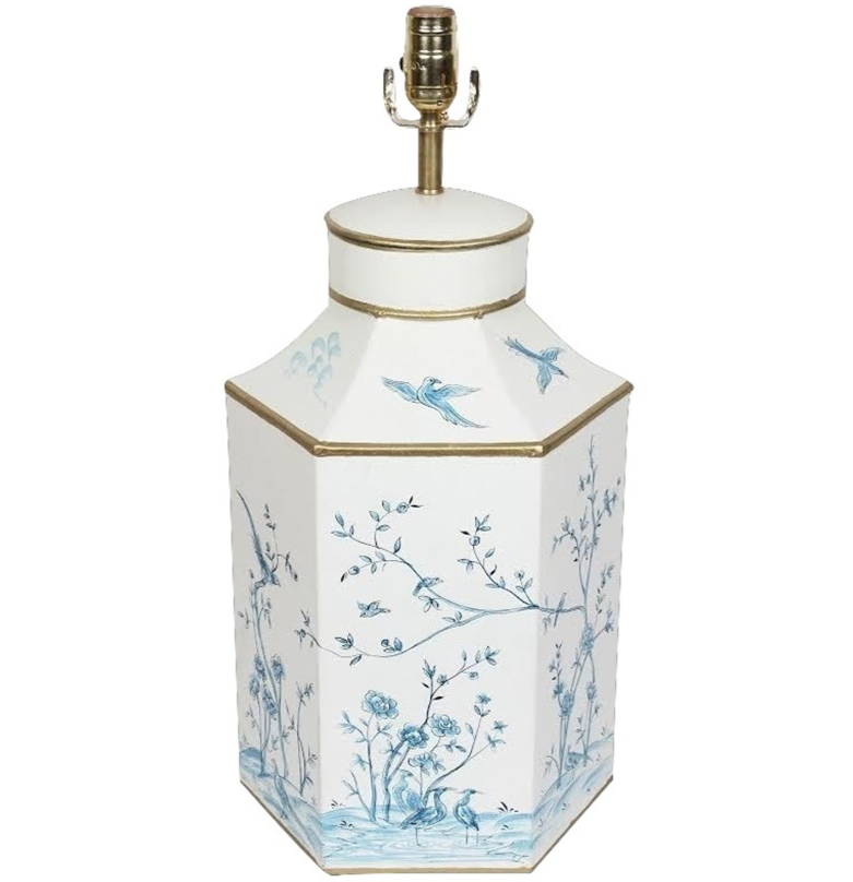 Pale Blue & Ivory Hexagon Lamp