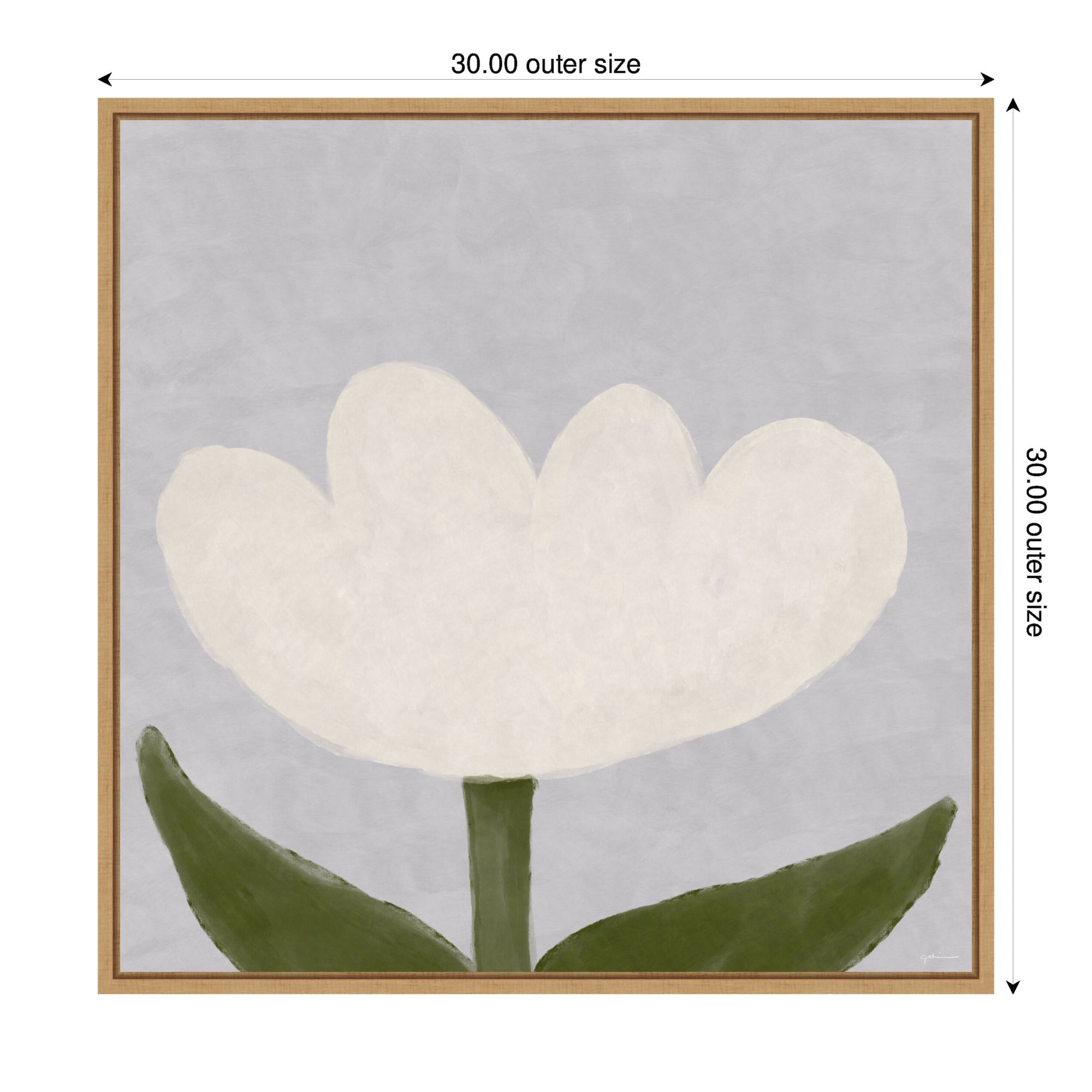 White Tulip by Gabrielly Guedes Framed Canvas Wall Art Print