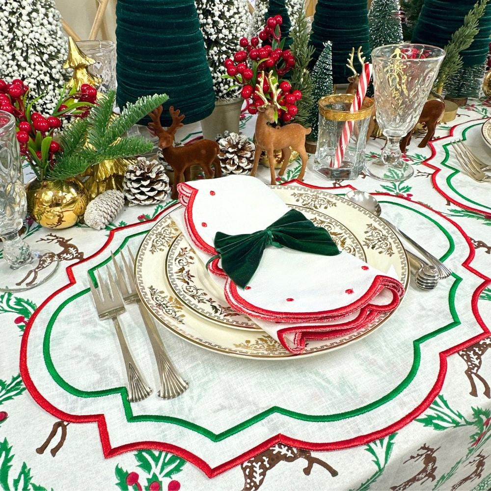 100% Linen - Studio Collection: Christmas Parker Placemats (Set of 4)