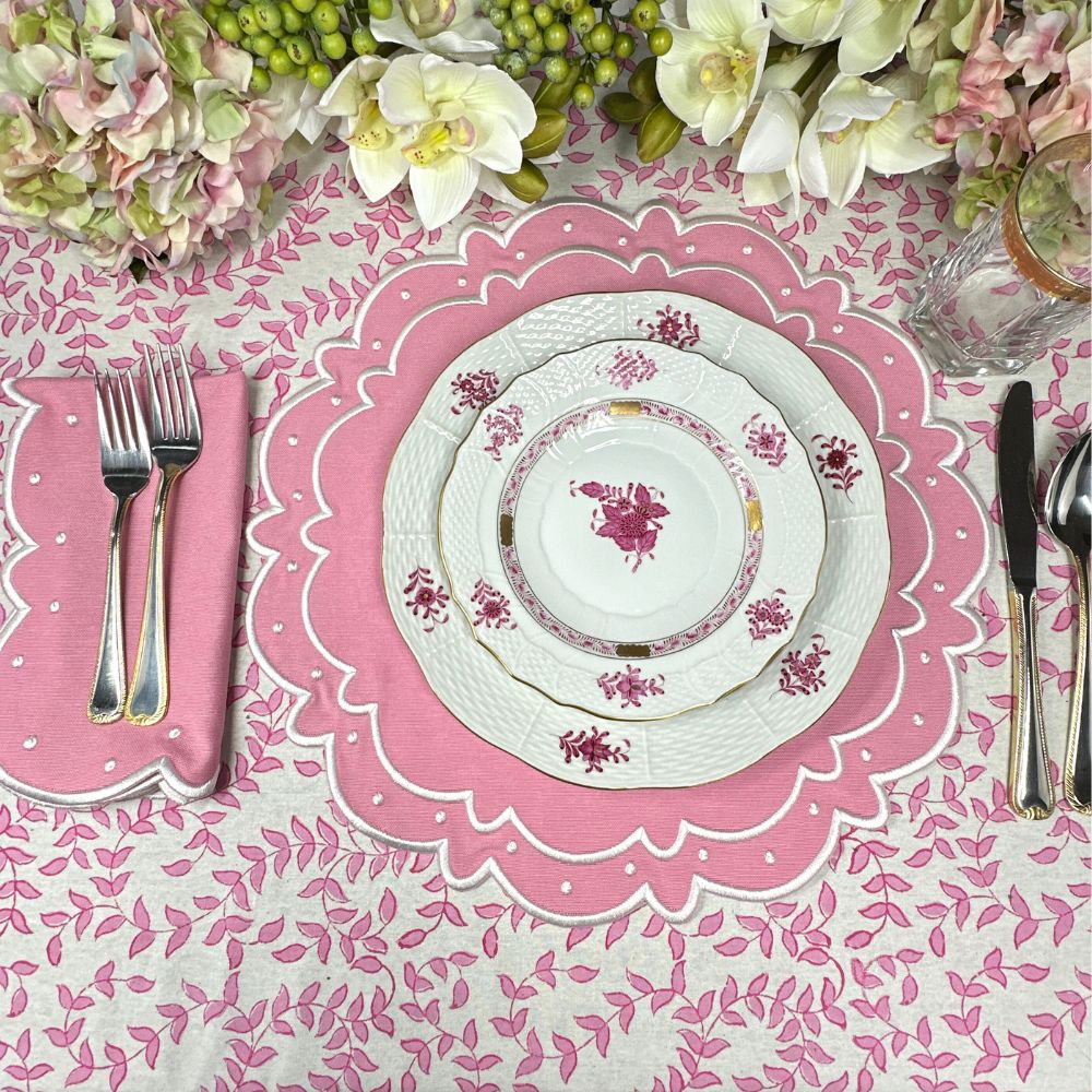 2025 Pink Leaves - Tablecloth