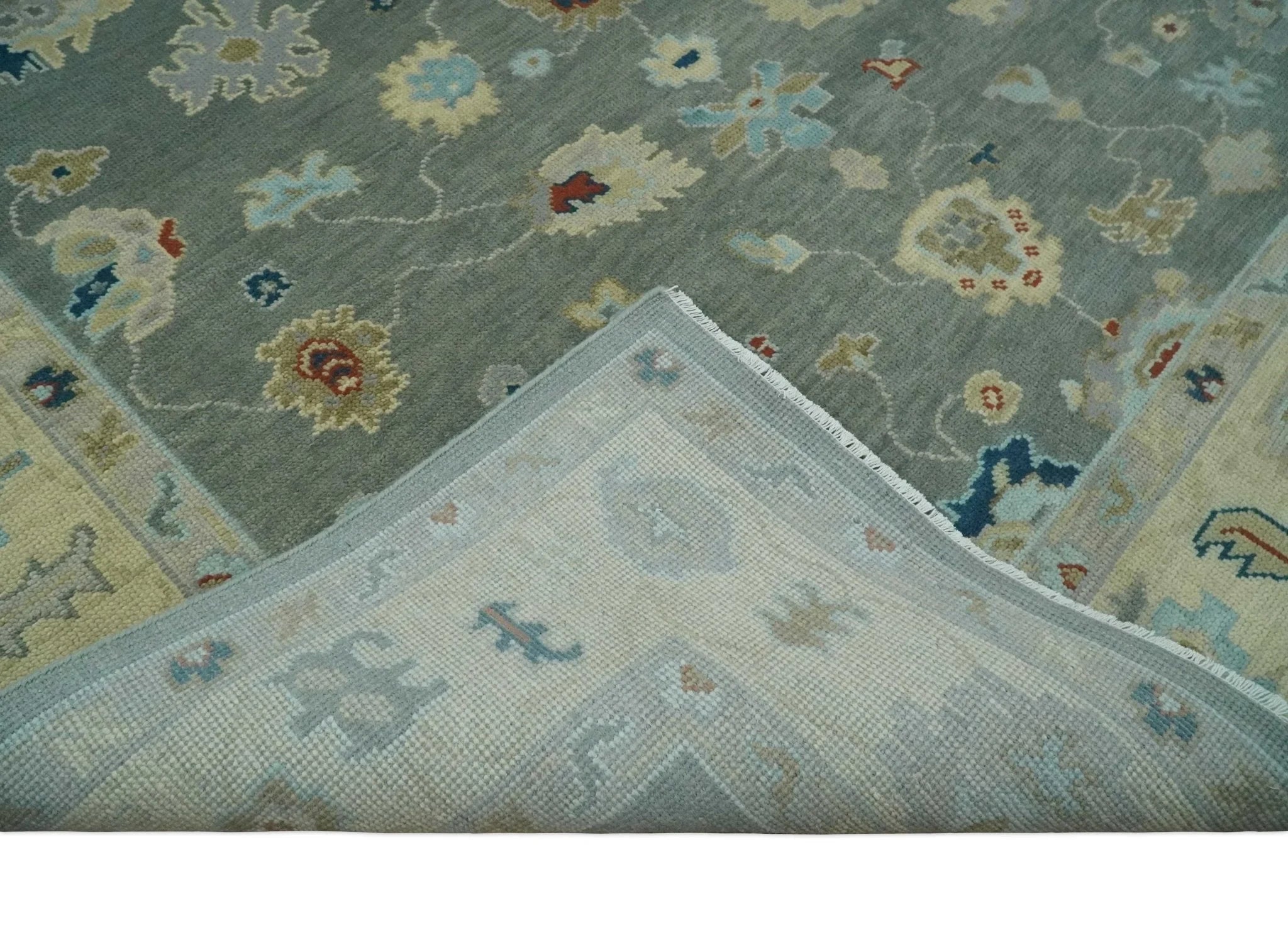 3x5, 4x6, 5x8, 6x9, 8x10 and 9x12 Hand Knotted Oushak Gray and Beige Traditional Antique Persian Wool Area Rug | NT25 - The Rug Decor