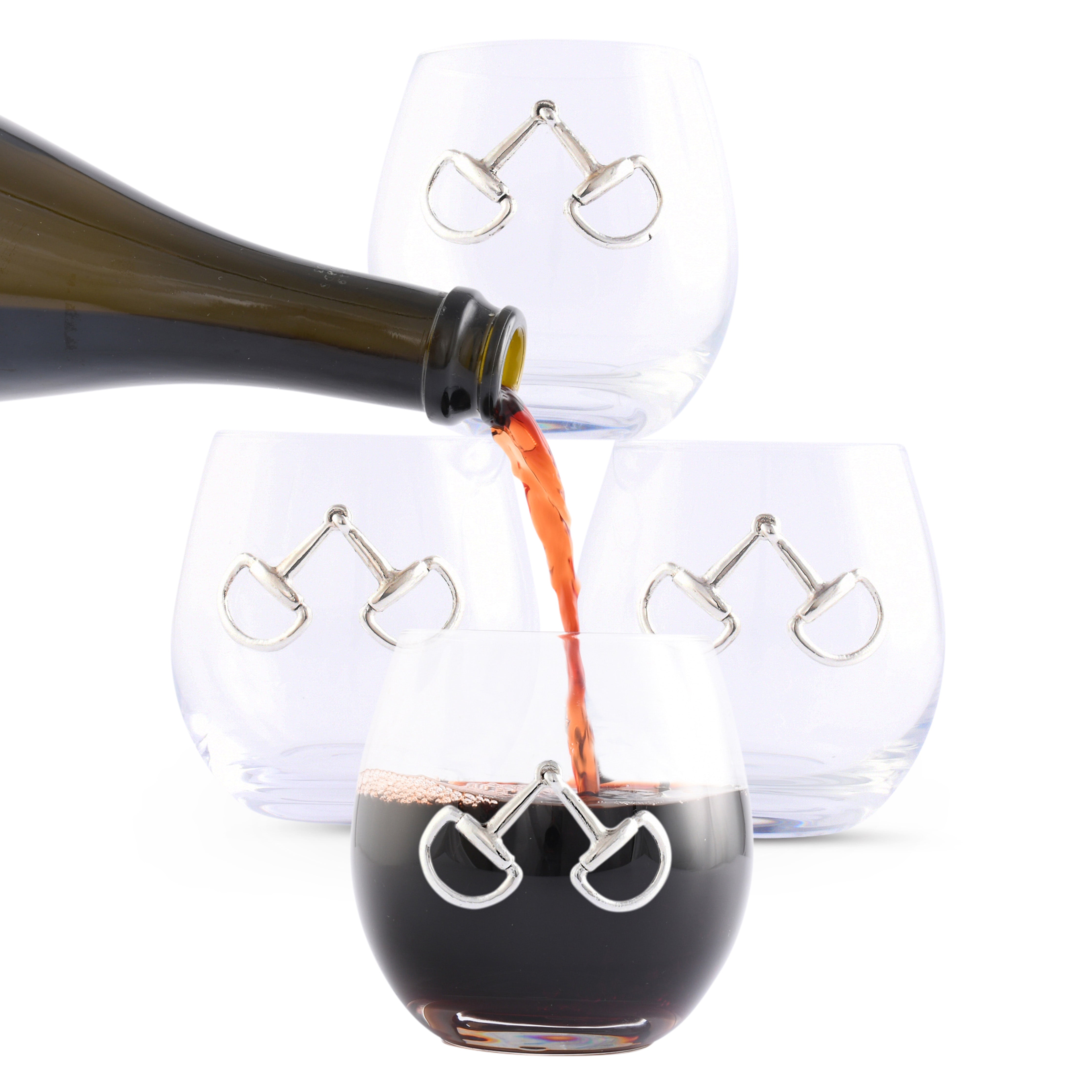 Equestrian Bit Stemless Wine Glasses - Set of 4