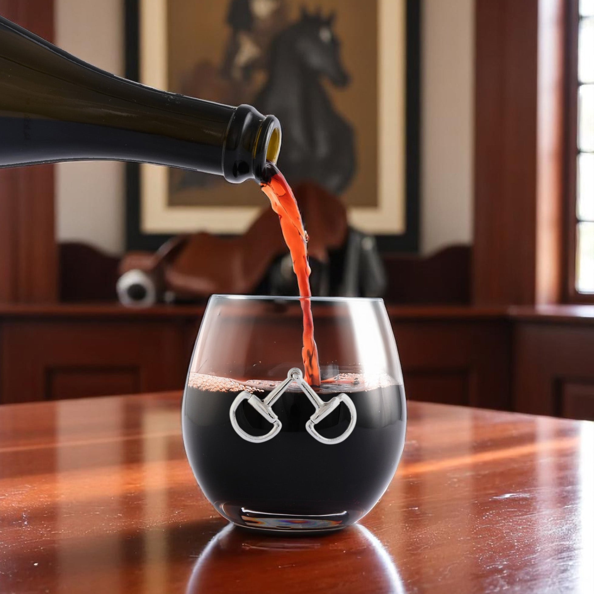 Equestrian Bit Stemless Wine Glasses - Set of 4