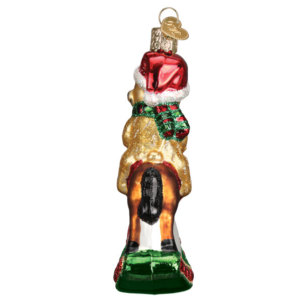 Rocking Horse Teddy Blown Glass Christmas Ornament by Old World Christmas