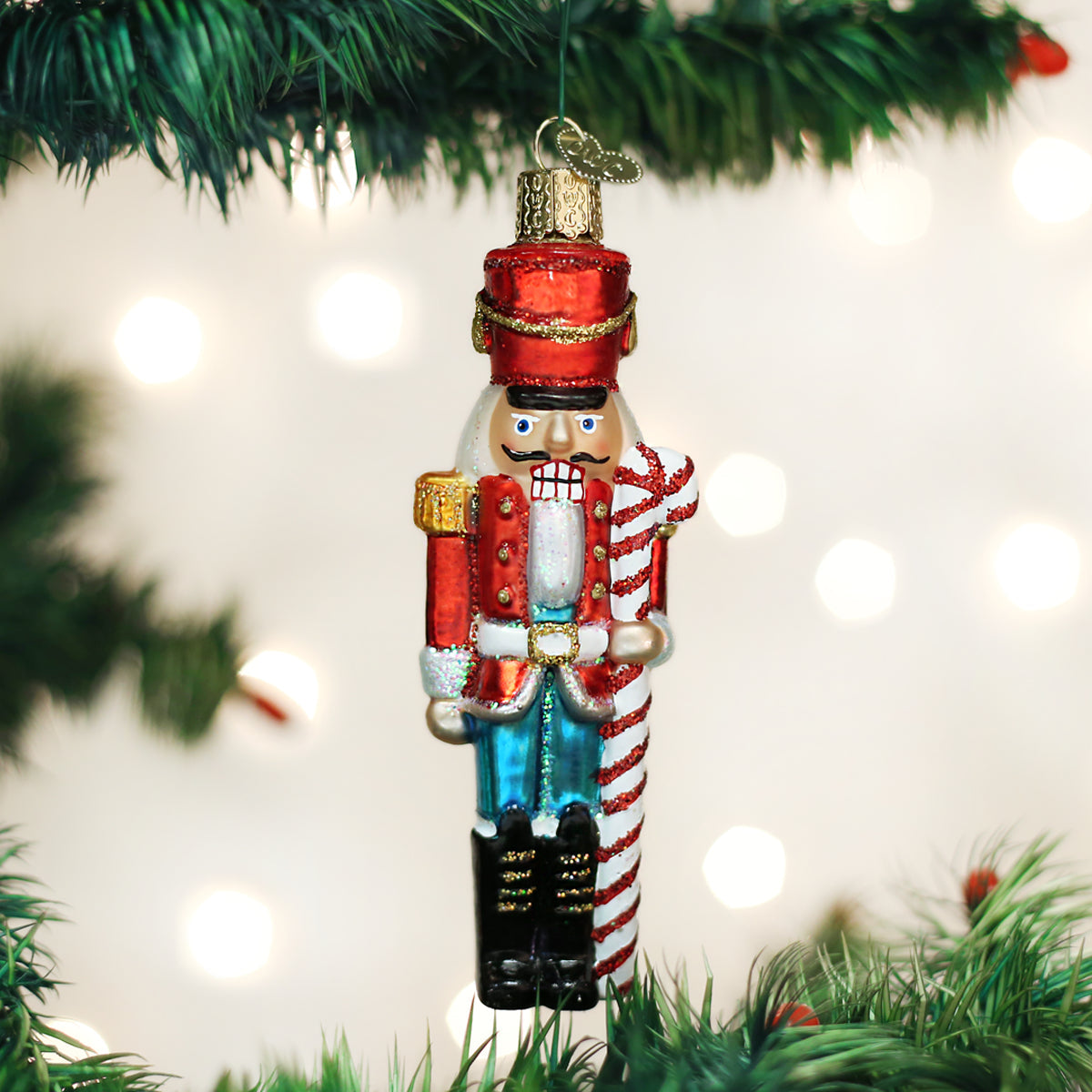 Peppermint Nutcracker Blown Glass Christmas Ornament by Old World Christmas