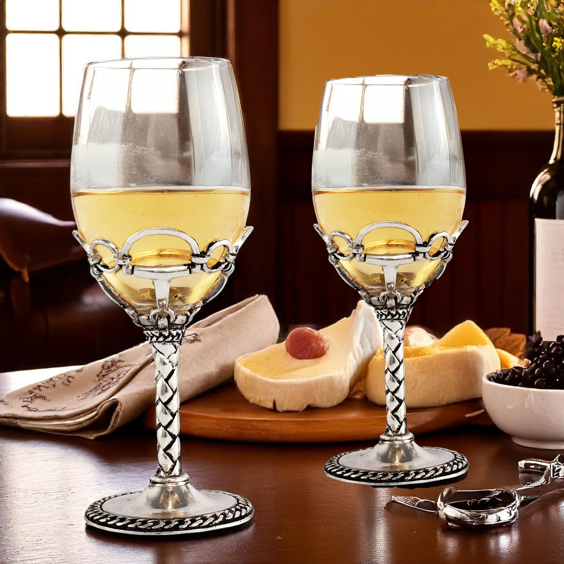 Equestrian Pair of Wine Glasses