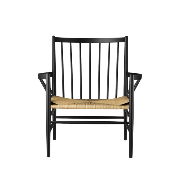 FDB Møbler J82 Lounge Chair, Jet Black Painted Beech