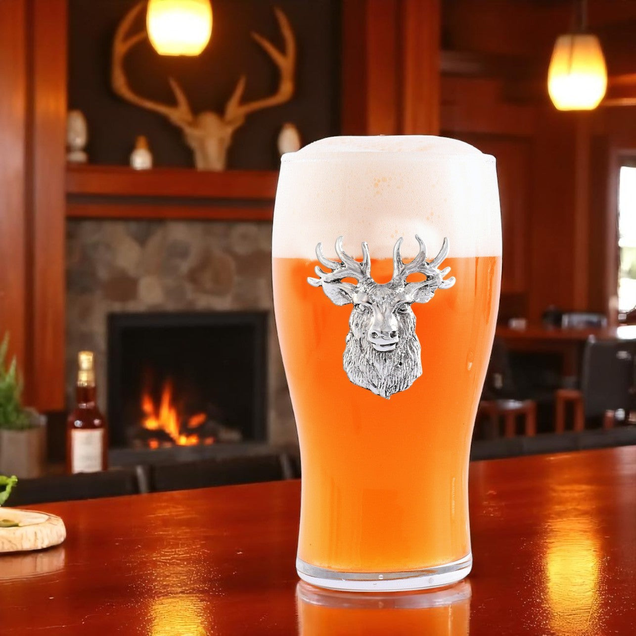 Elk Head Beer Pint Glasses - Set of 4