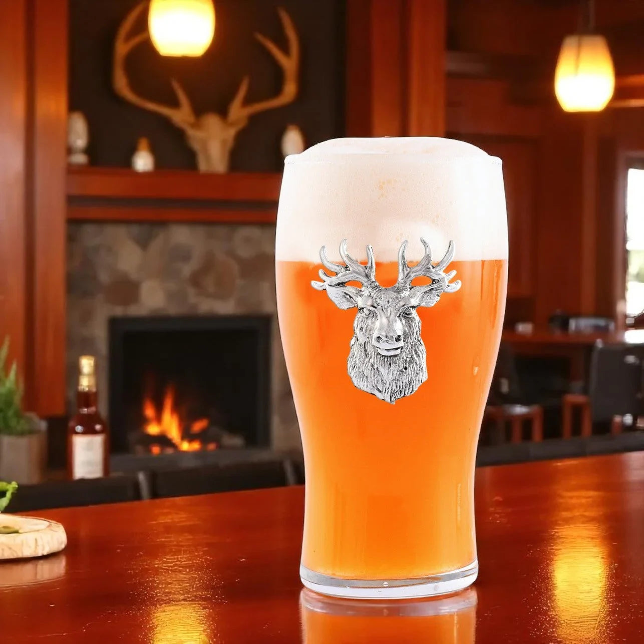 Elk Head Beer Pint Glasses - Set of 4