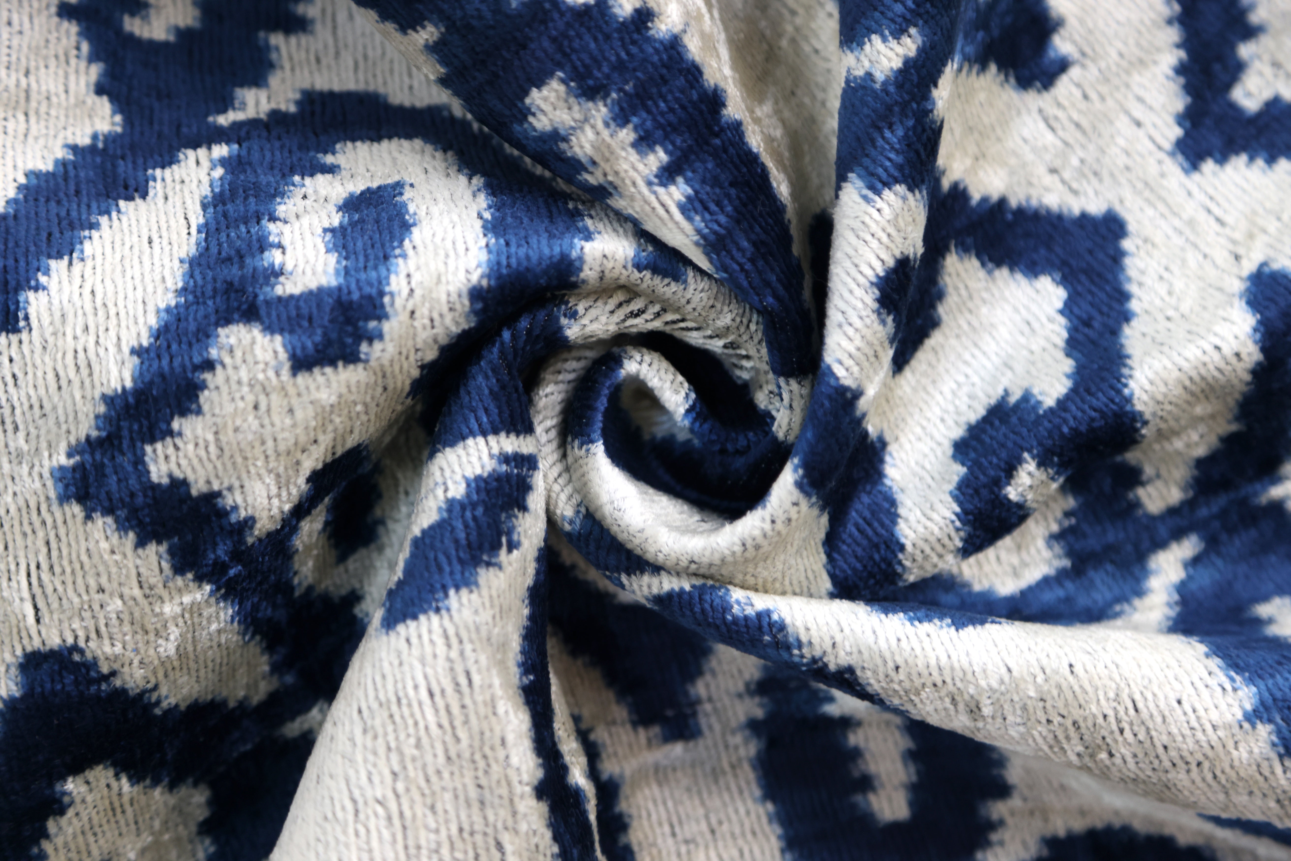 Indigo Ikat Velvet Pillow – Handmade 16x16 Square Accent Cushion
