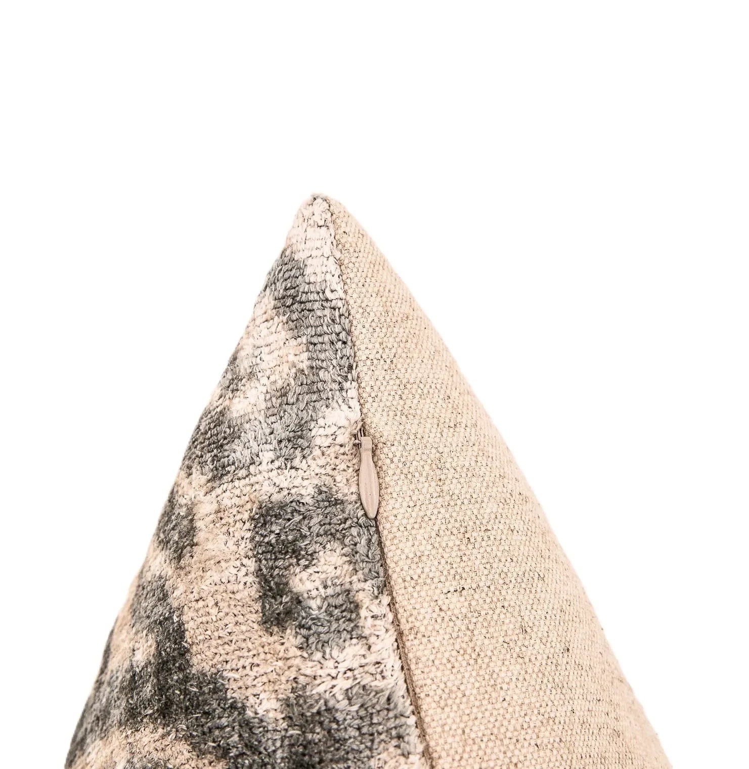 Elegant Handmade Silk Velvet Throw Pillow - 16x24, Taupe and Gray Luxury Cushion with Down Feather Insert - The Mayfair Hall