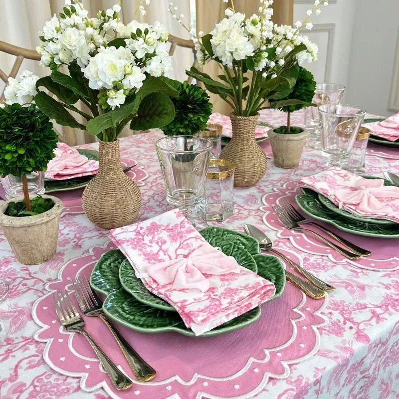Toile de Jouy Birds Cotton Napkins in Pink (Set of 4) - The Mayfair Hall