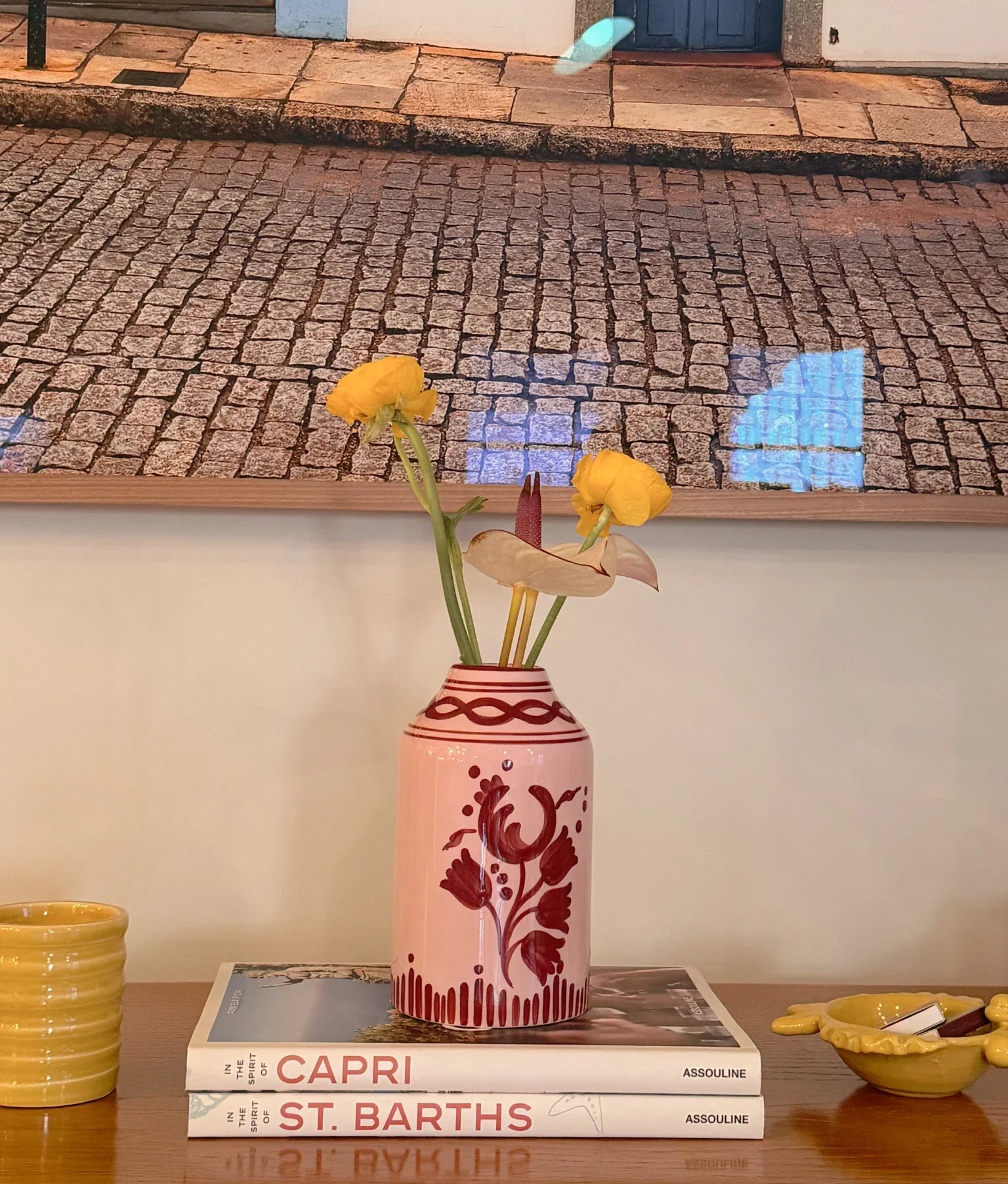 Genie In A Bottle Rose and Burgundy Handpainted Vase