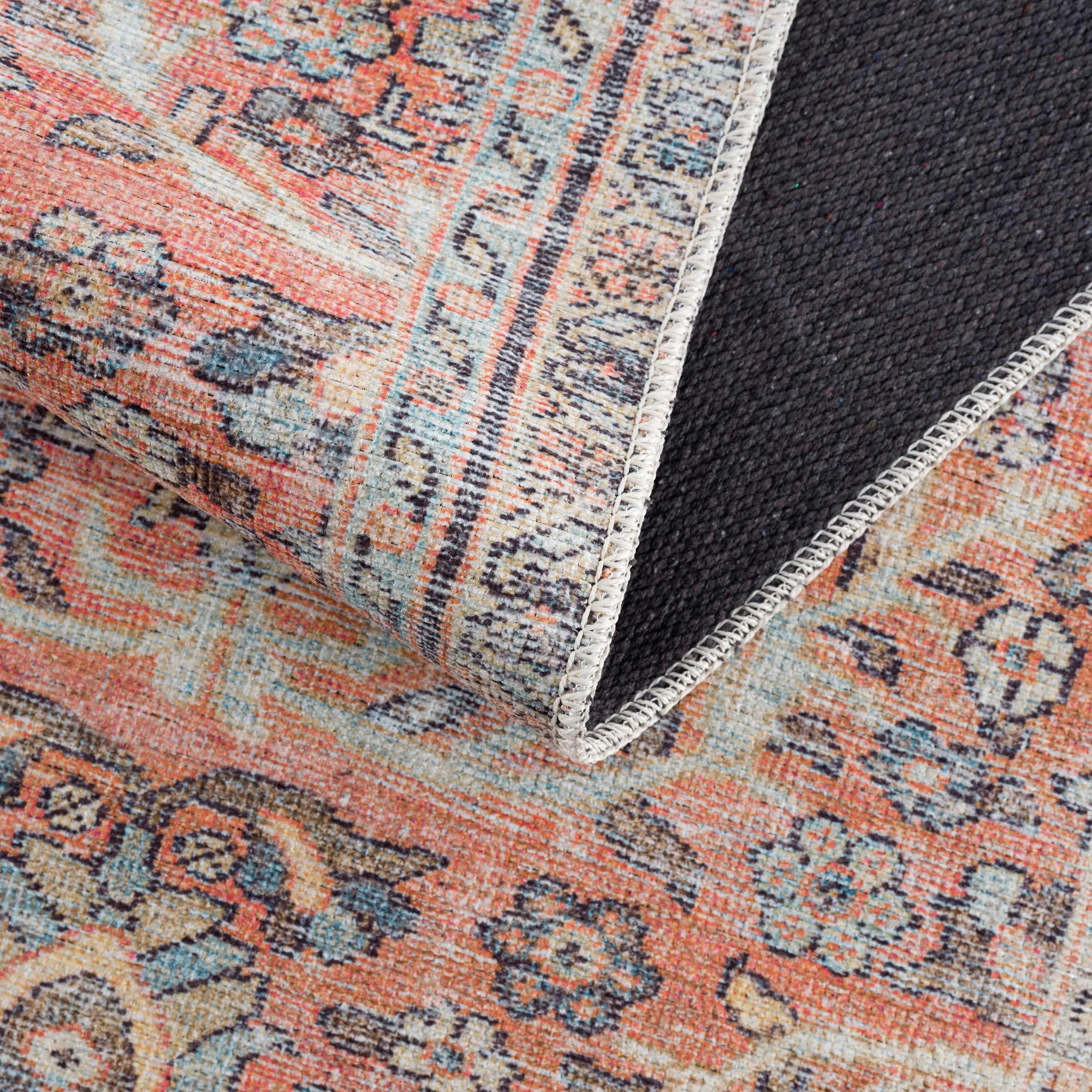 Peach & Blue Washable Area Rug - Clearance - The Mayfair Hall