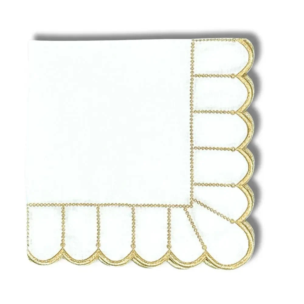 Studio Collection Pippa Linen Napkin in White and Gold (Set of 4) - The Mayfair Hall