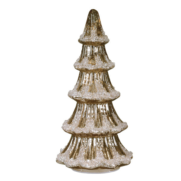 Lit Gold Mercury Glass Tabletop Christmas Tree by Old World Christmas — 12″