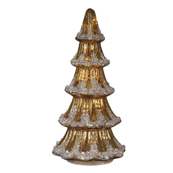 Gold Mercury Glass Lit Tabletop Tree