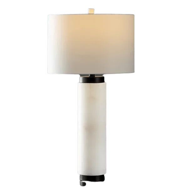 Sydni Alabaster Pillar Table Lamp in White - The Mayfair Hall