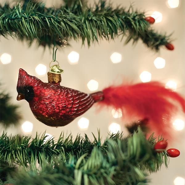 Vintage Cardinal Blown Glass Christmas Ornament by Old World Christmas