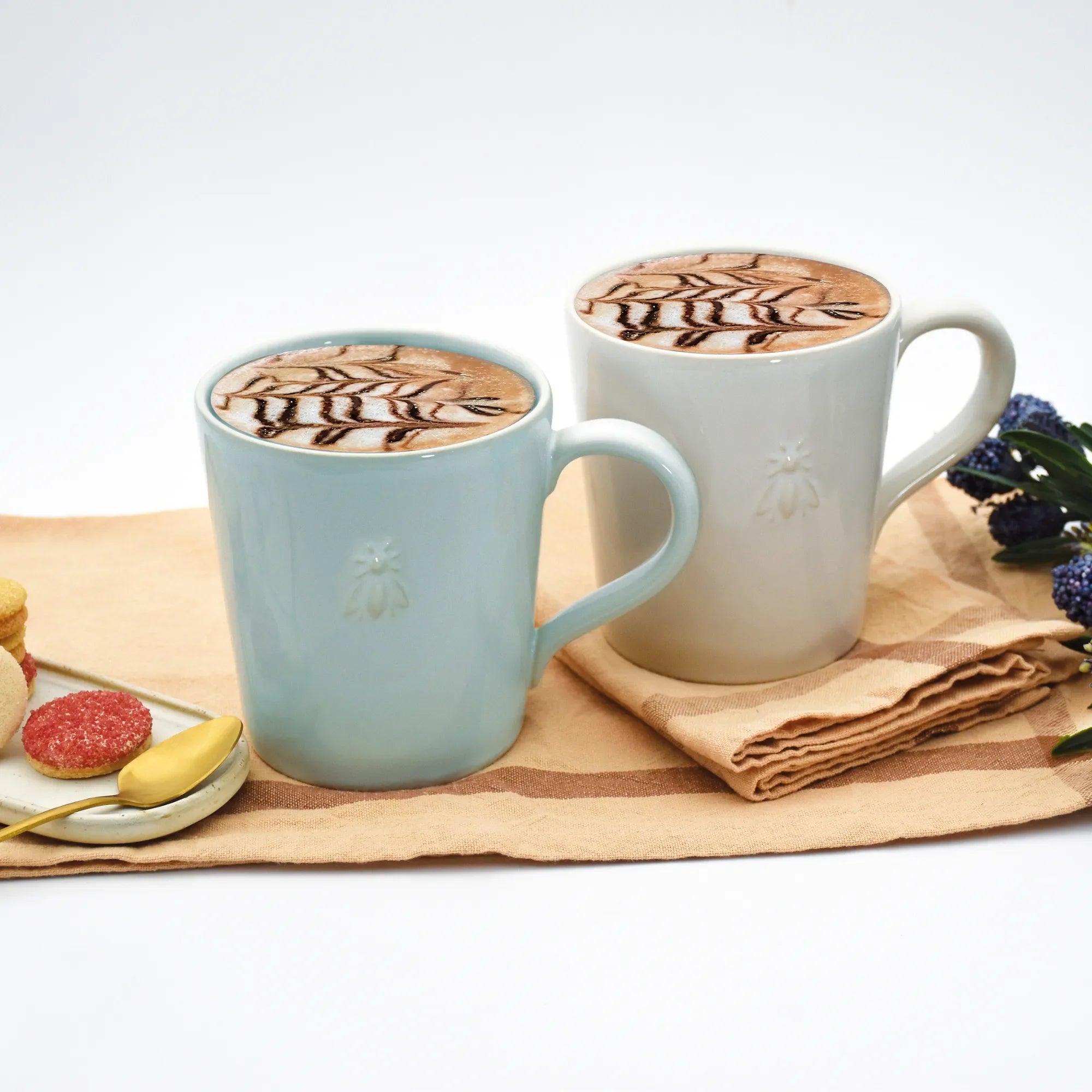Bee Ceramic Coffee Mug Ecru- 2pk - The Mayfair Hall