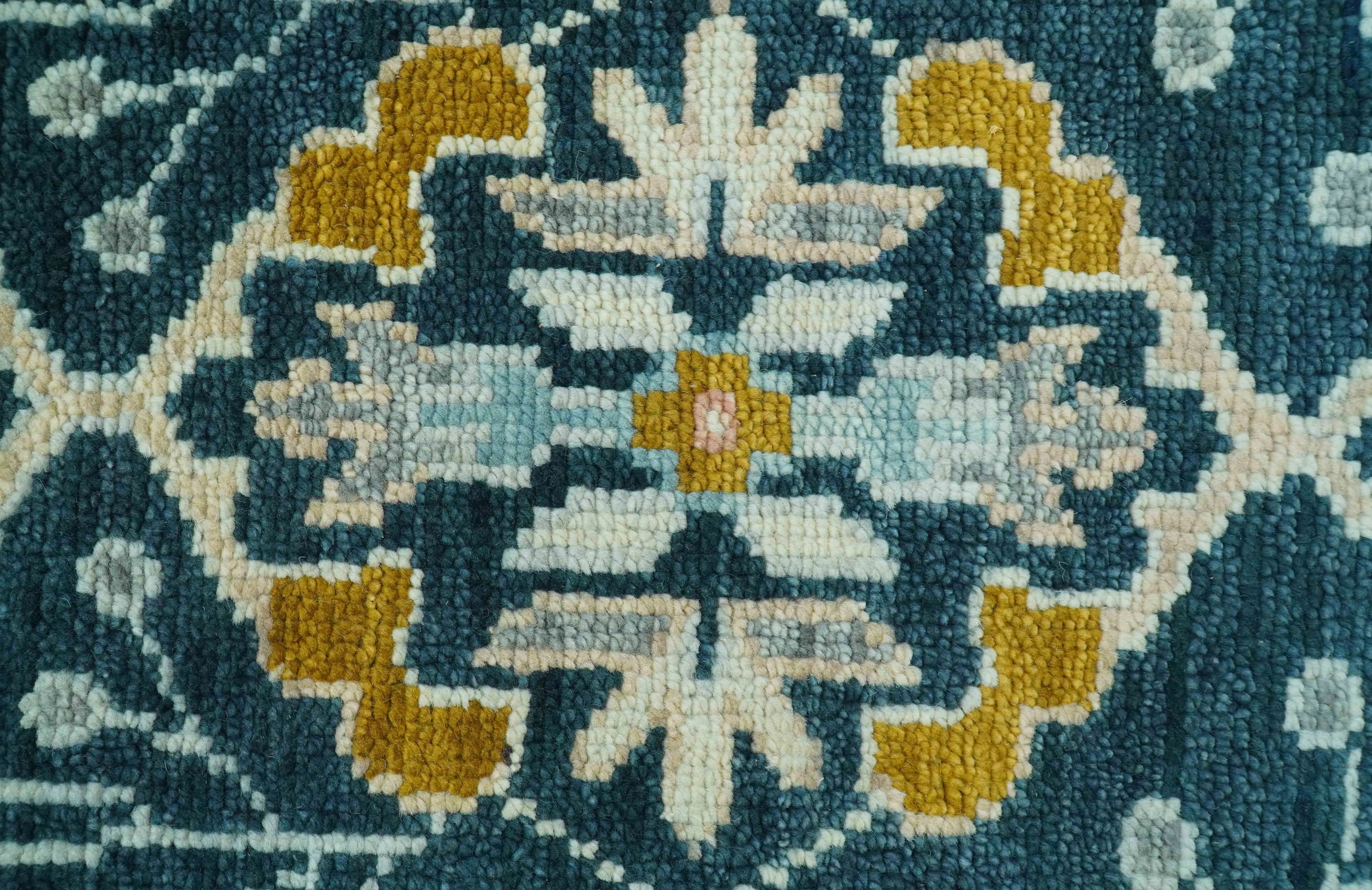 Traditional Donegal Design Blue Hand Knotted Custom Made Wool Area Rug