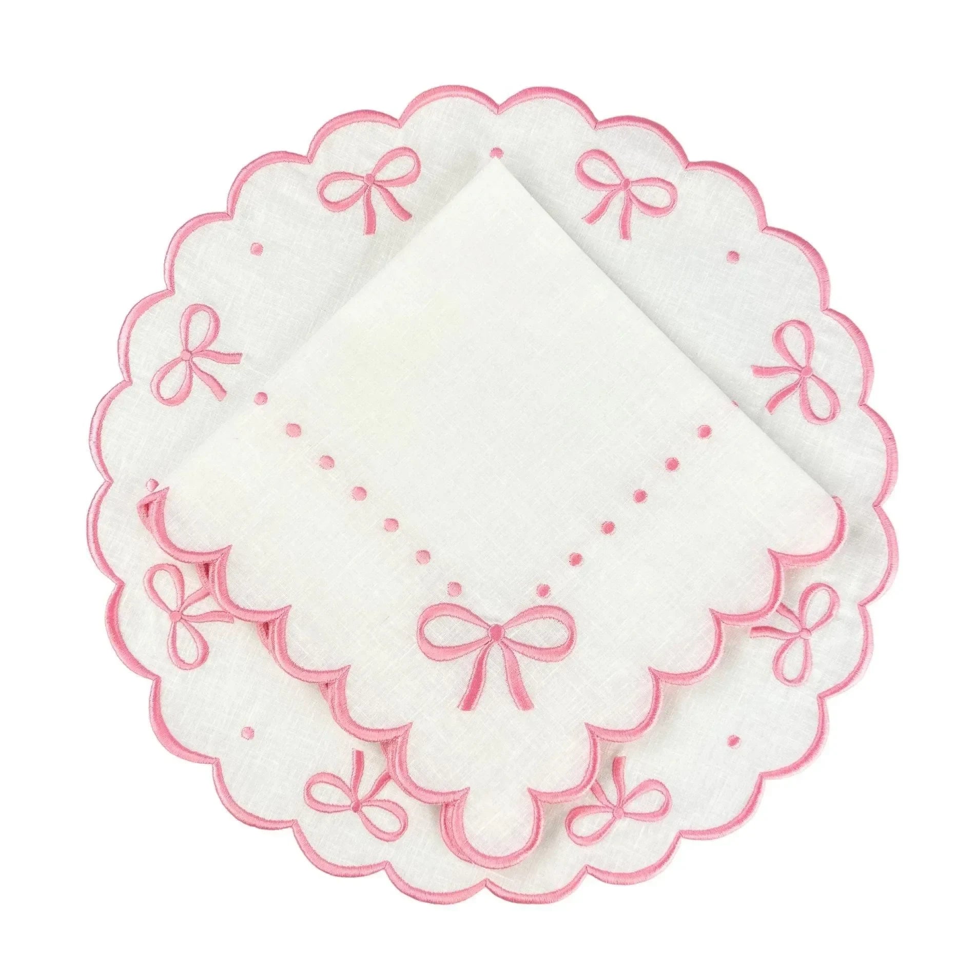 Studio Collection Juliet Bows Linen Placemats in White and Pink (Set of 4) - The Mayfair Hall
