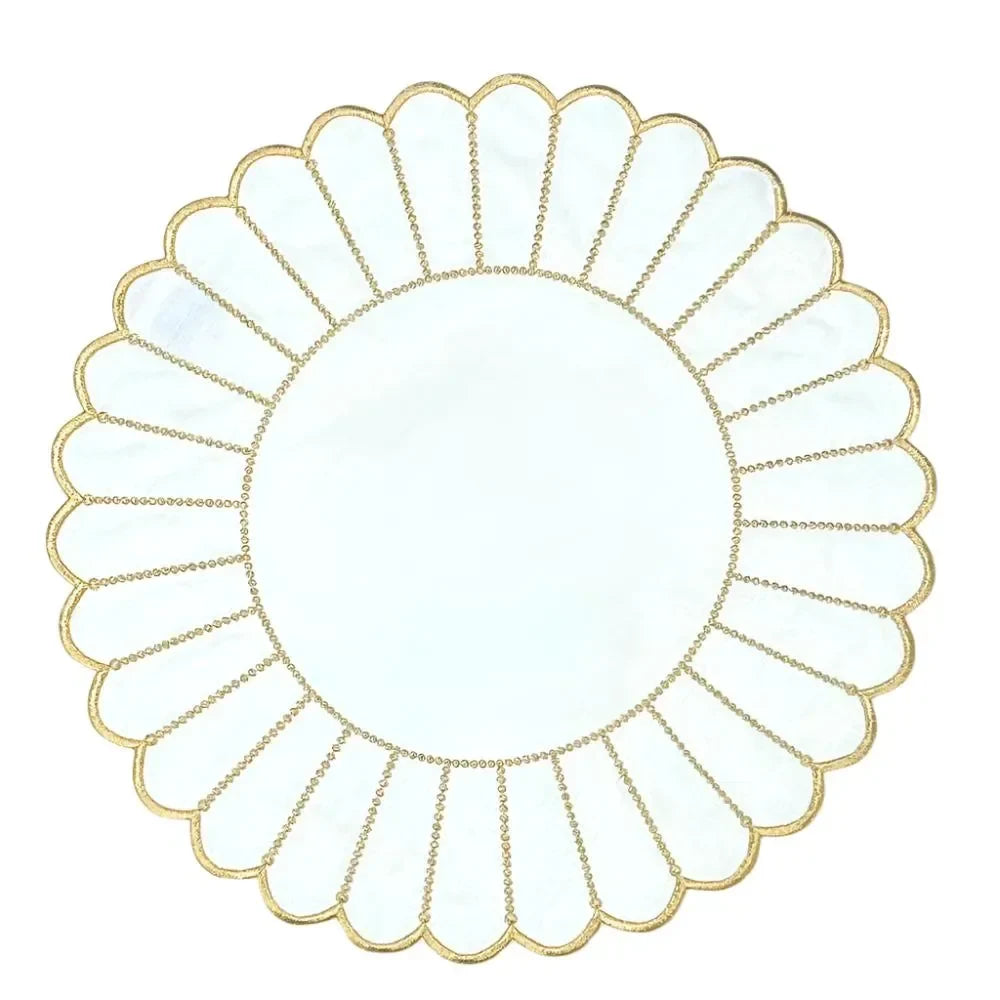 Studio Collection Pippa Linen Placemat in White and Gold (Set of 4) - The Mayfair Hall